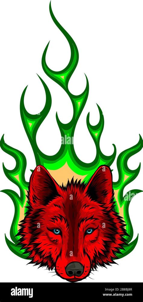 Wolf Flaming Fire Logo Vector Mascot Design Stock Vector Image & Art ...