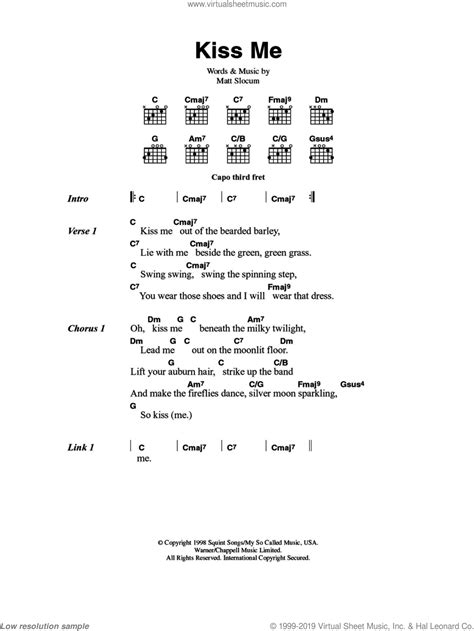 Kiss Me sheet music for guitar (chords) (PDF)