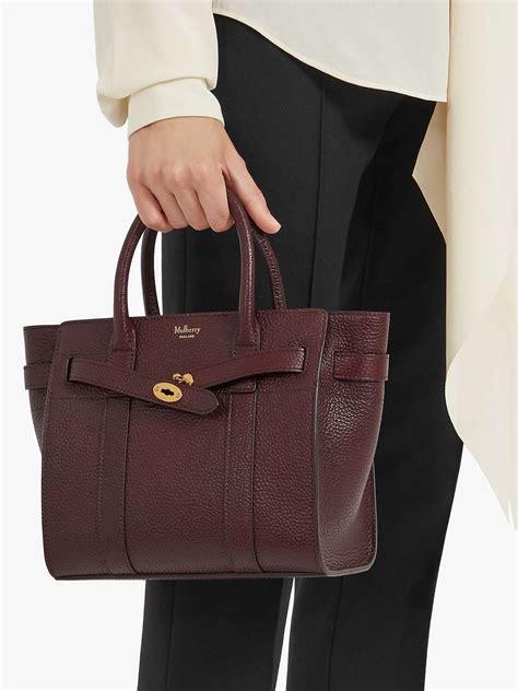 Mulberry Mini Bayswater Zipped Grain Veg Tanned Leather Tote Bag ...