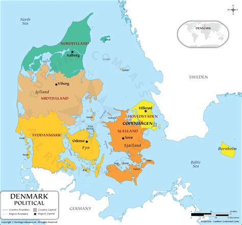 Denmark Regions Map, Denmark Political Map