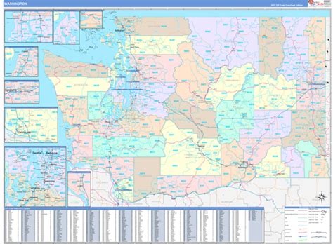 Washington Wall Map Color Cast Style by MarketMAPS - MapSales