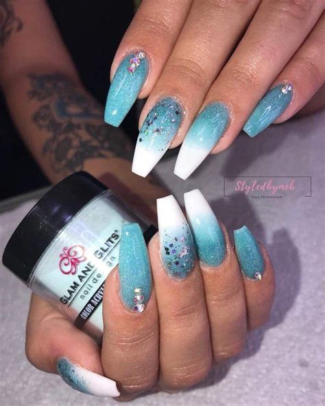 Cyan Nails | Tiffany blue nails, Turquoise nails, Spring acrylic nails