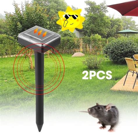 2pcs Solar Powered Ultrasonic Sonic Mouse Mole Insect Pest Rodent ...