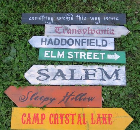 7 Halloween Arrows, Hand painted Wood Directional Signs Destination ...