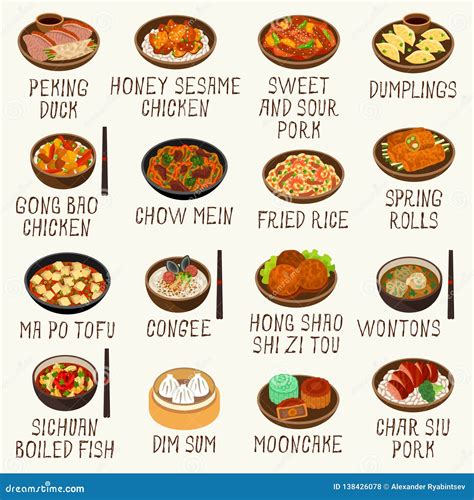 Chinese Food Vector Illustration Set Stock Vector - Illustration of ...