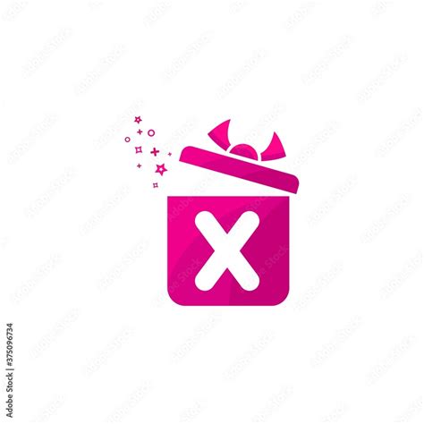 x letter Gift box Logo Design Vector Template.Logo gift template. Letter x in the box for ...