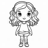 Little Girl Coloring Book Page  sketch template