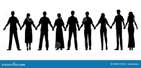 Group of People Holding Hands Together Silhouette Stock Vector ...