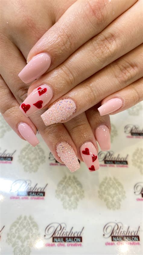 Light pink Valentine’s Nails with Pixie Crystals | Valentine's day nails, Nail designs ...