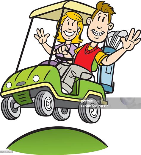 Cartoon Couple In Golf Cart High-Res Vector Graphic - Getty Images