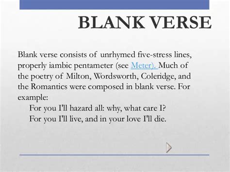 Blank verse Poems