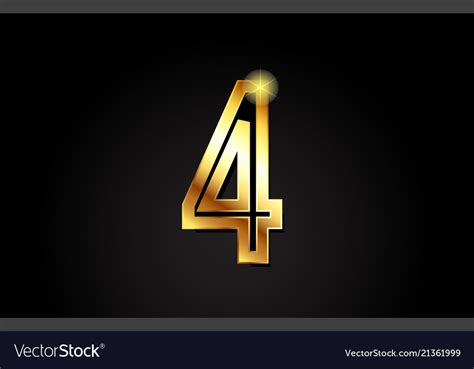 Gold number 4 logo icon design Royalty Free Vector Image