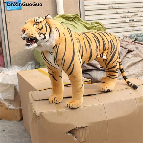 simulation tiger plush toy large 110x75cm yellow standing tiger doll ...