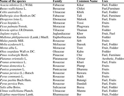 List of common agroforestry tree species found in Poonch district. | Download Scientific Diagram