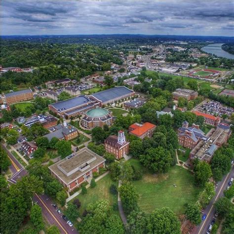 Beautiful shot of the Marietta College campus along the Ohio River. The ...