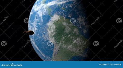 Toutatis Asteroid Orbiting Around Earth Planet Stock Illustration ...