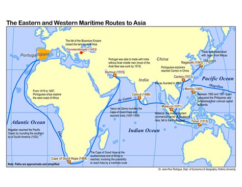 The Eastern and Western Maritime Routes to Asia Spain