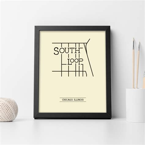 South Loop Chicago Neighborhood Map 8x10 Wall Art Print - Etsy