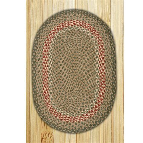 Green/Burgundy Braided Rug-5x8 Oval