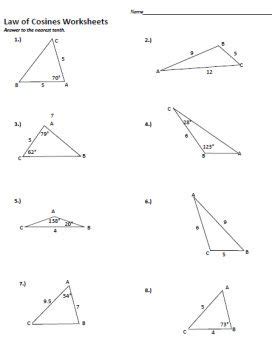 Sin and Cosine Worksheets | Law of cosines, Law of sines, Trigonometry