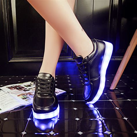 LED Lightup Shoes Unisex Casual Sneakers Solid Black – Light-Up World