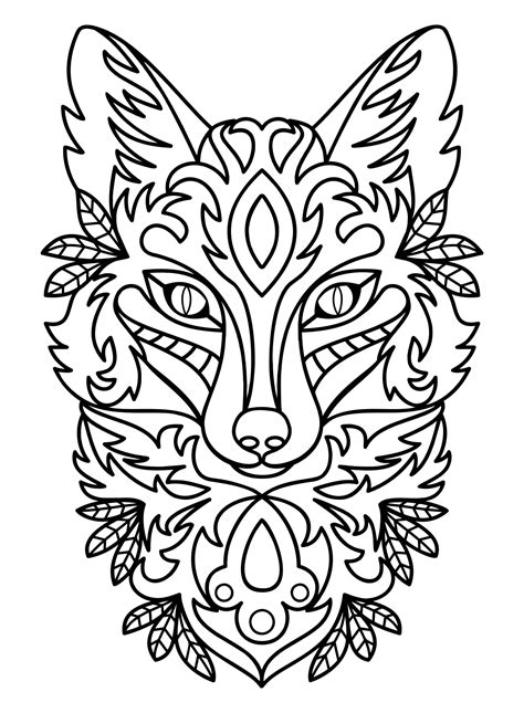 Ornamental Fox Line Art Clip Art Image - ClipSafari