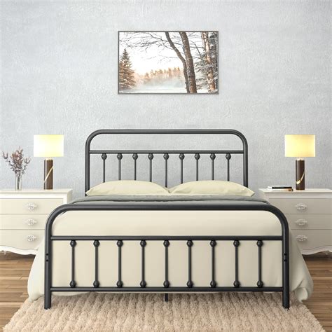 Vintage Full Metal Bed Frame with Headboard and Footboard Platform ...