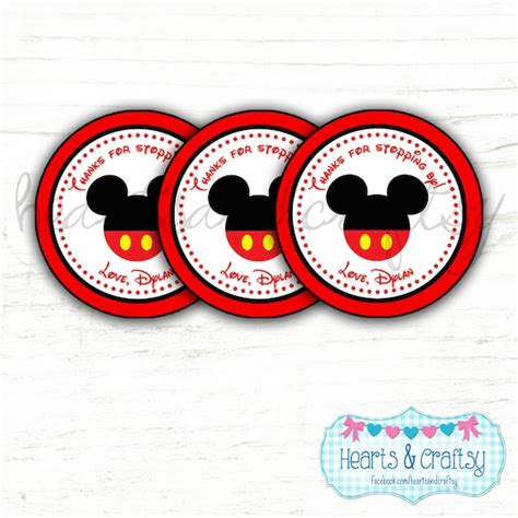 Mickey Mouse Party Favor Tags DIY / Thank You Tags/ Stickers/ Labels/ Gift Bag Tag/ Mickey ...