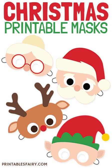 Free Printable Christmas Masks - The Printables Fairy