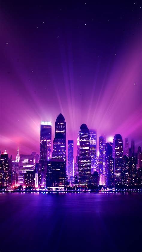 Shine Purple City Night #iPhone #5s #Wallpaper | Purple city, City ...