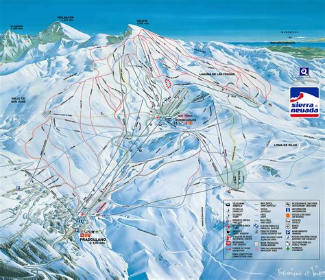 Map of the ski runs at the Sierra Nevada Ski Resort in Granada