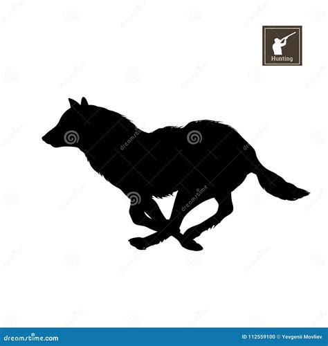 Black Silhouette of Running Wolf on White Background. Forest Animals Stock Vector - Illustration ...