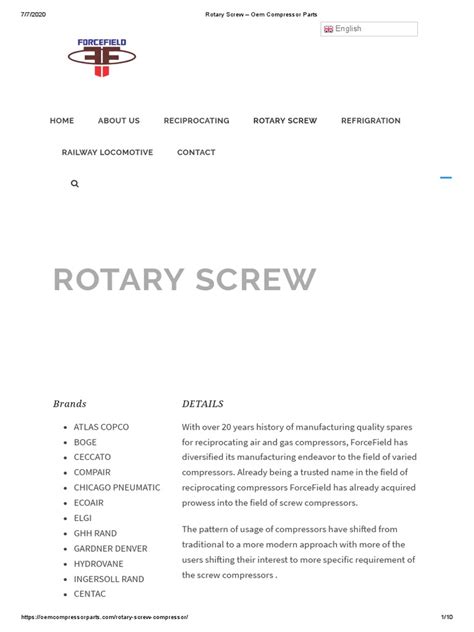 Rotary Screw - Oem Compressor Parts | PDF | Valve | Turbomachinery