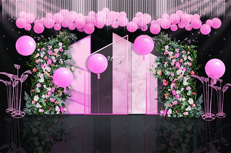 Pink Wedding Flower Wall Background Wedding Renderings Template Download on Pngtree