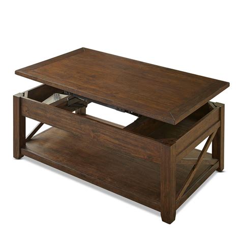Rustic Lenka Lift Top Cocktail Table Mocha Finish - Steve Silver Coffee Table With Casters ...