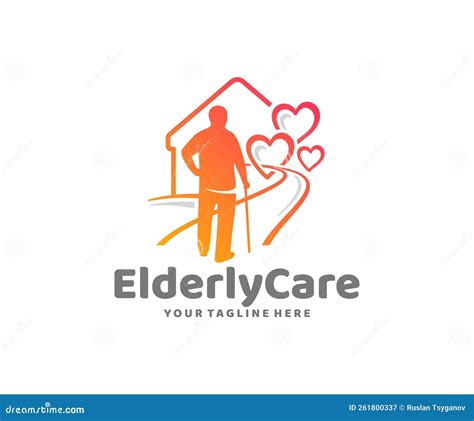 Elderly Care Home Logo Design. Senior Man in Nursing Home Vector Design ...