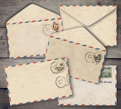 Vintage Air Mail Envelopes Digital Collage Sheet Printables | Etsy