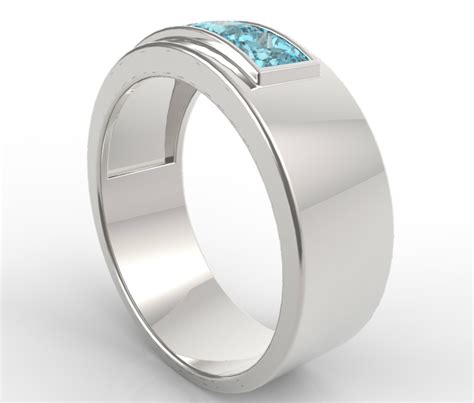 Mens Wedding Band Princess Cut Aquamarine Wedding Band | Vidar Jewelry - Unique Custom ...