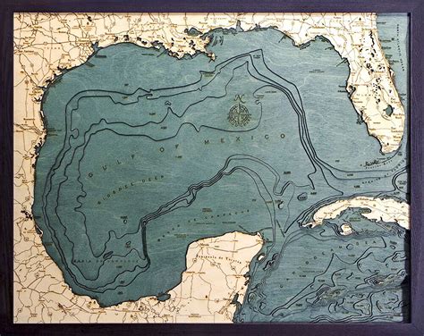 Bathymetric Map Gulf of Mexico - Scrimshaw Gallery