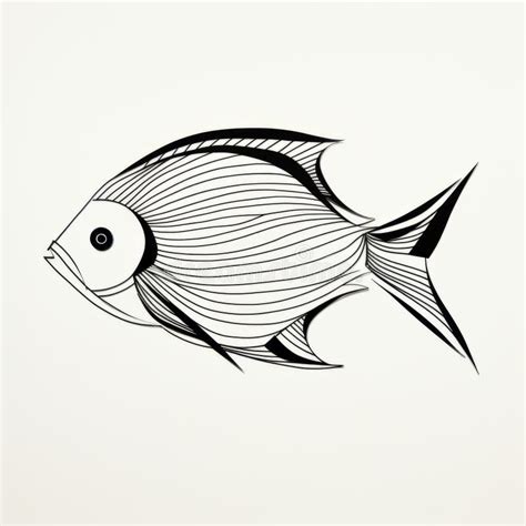 Abstract Minimalistic Tropical Fish Drawing with Rhythmic Linear Patterns Stock Illustration ...