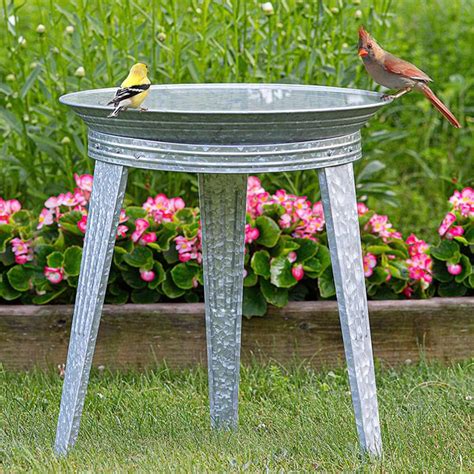 Vintage Galvanized Metal Bird Bath in 2020