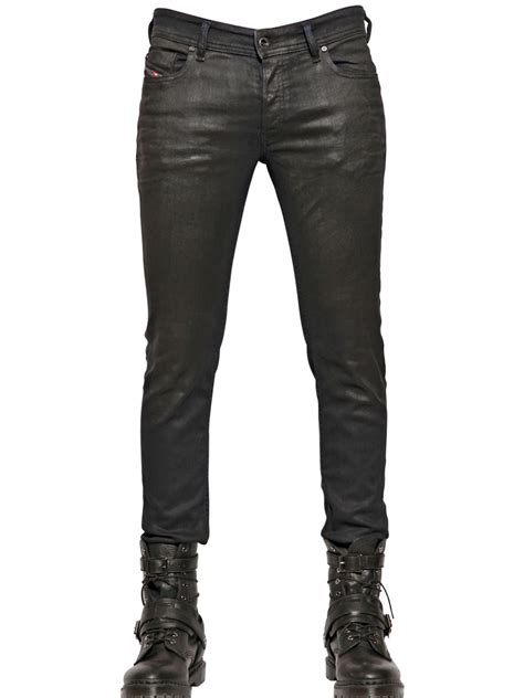 Diesel 17Cm Sleenker Coated Denim Jeans in Black for Men | Lyst