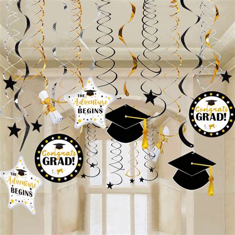 OHEART Graduation 2019 Hanging Swirl Decorations Background DIY Metallic Graduation Party ...