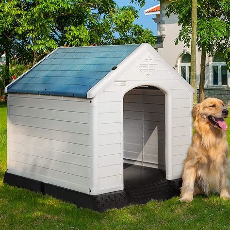 Vitesse Plastic Dog House Outdoor Indoor for Small Medium Larige Dogs,Waterproof Dog Houses with ...