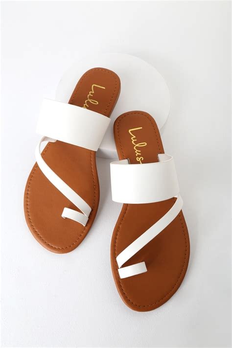 Cute White Sandals - Flat Sandals - Toe Loop Sandals - Lulus