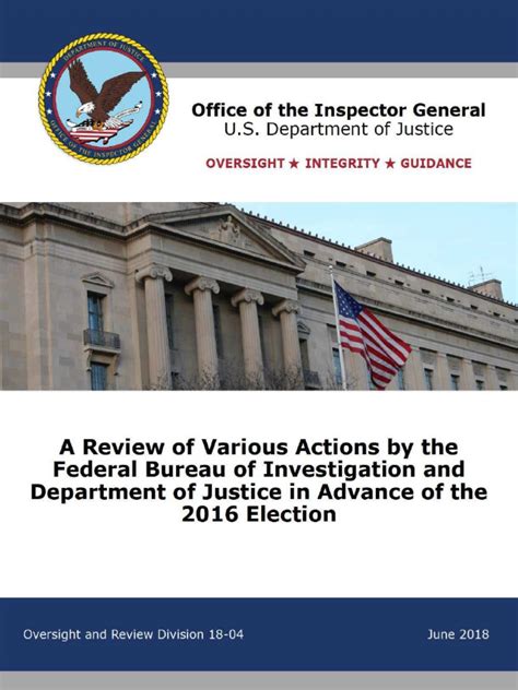 Justice Department Inspector General Report | Federal Bureau Of ...