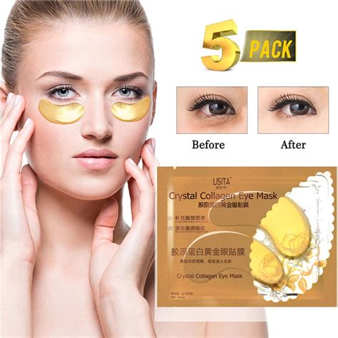 5 Pairs New Gold Powder Gel Collagen Eye Sheet Sunbed Glasses Eye Cups Toe Be Health Instant ...