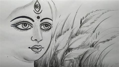 how to draw maa durga face pencil sketch step by step for beginners,how to draw maa durga - YouTube