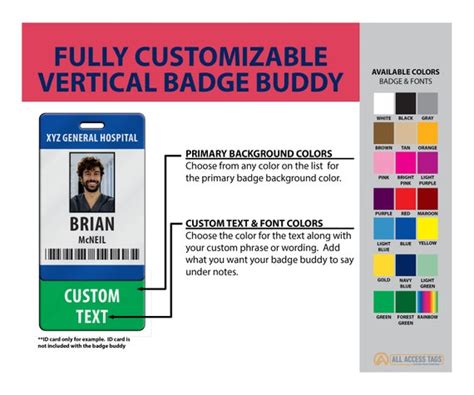 Customized Vertical Badge Buddy Badge Color and Custom Text - Etsy