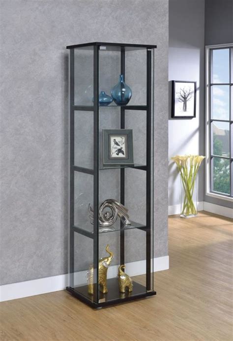 Contemporary Glass and Black Curio Cabinet - Hyme Furniture